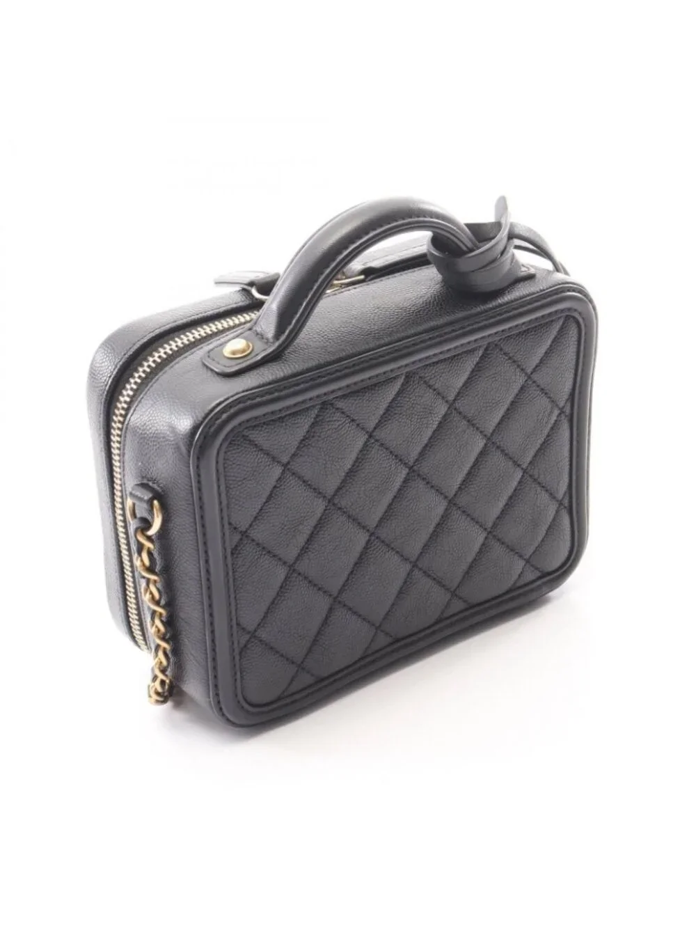 Chanel Shoulder Bag CC Figry Small Vanity 2-Way Black Caviar Leather CC Quilted